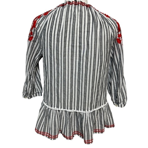Kate Spade New York Striped Embroidered Tasseled Blouse SZ XSmall Resort Wear - Picture 6 of 7